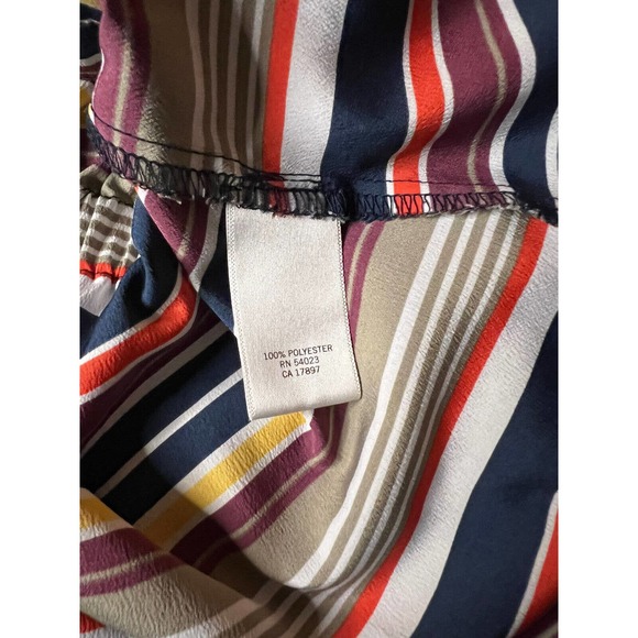 Banana Republic Shirt Womens Medium Multicolor Stripe V-Neck Drawstring - Picture 4 of 5
